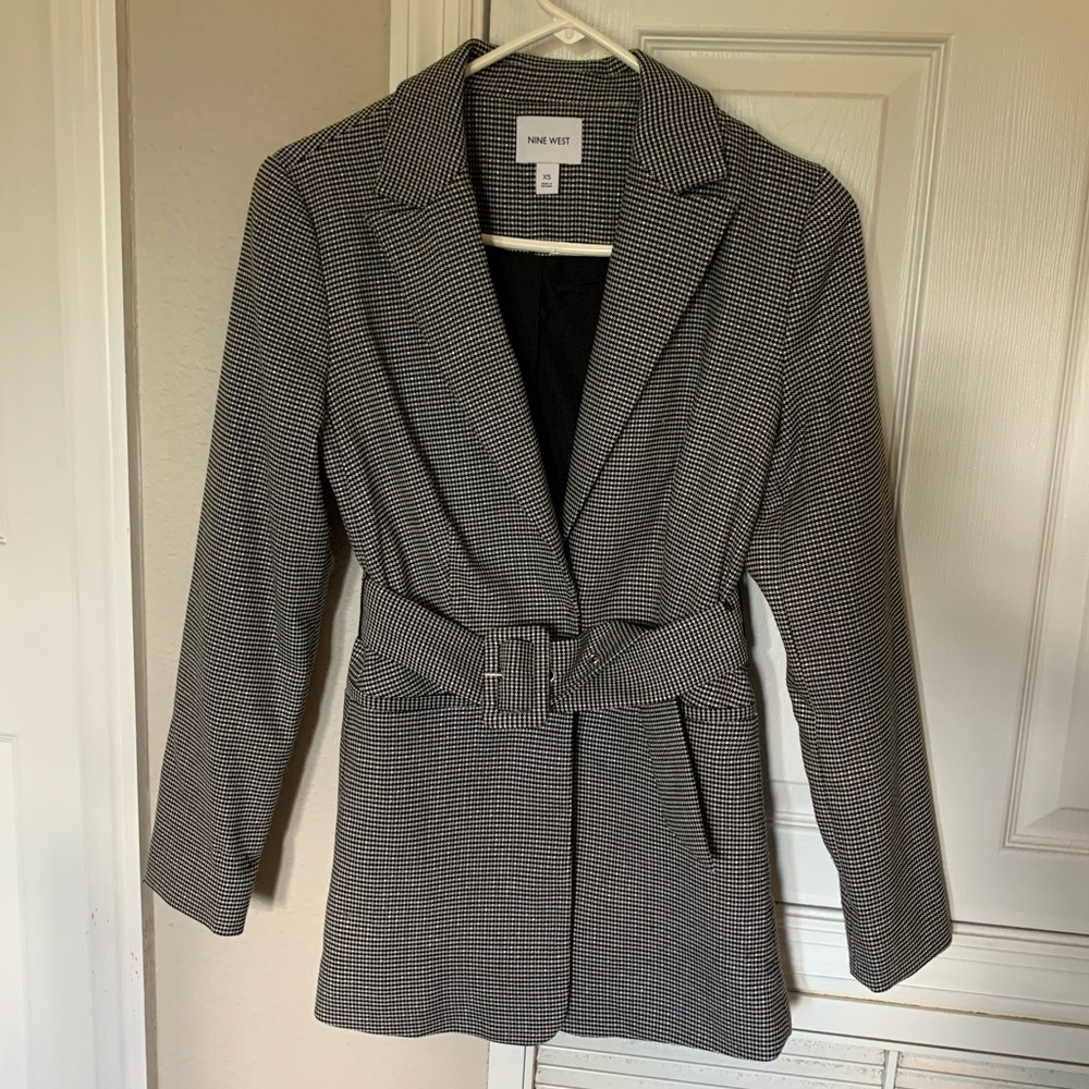 Sparkle pea coat with pockets, belt